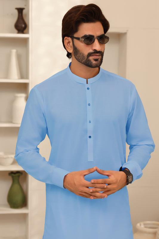 Azure Sky Blue – Soft Cotton Shalwar Kameez