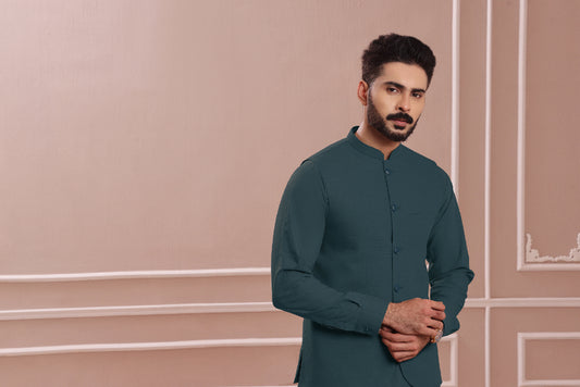 SEA BLUE KAMEEZ SHALWAR AJWS#10015