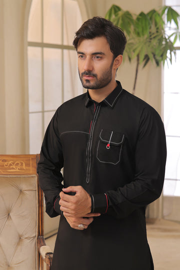 BLACK & RED STITCHED AJ#057