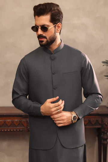 Graphite Grey – Shalwar Kameez with Waistcoat (3 Piece)